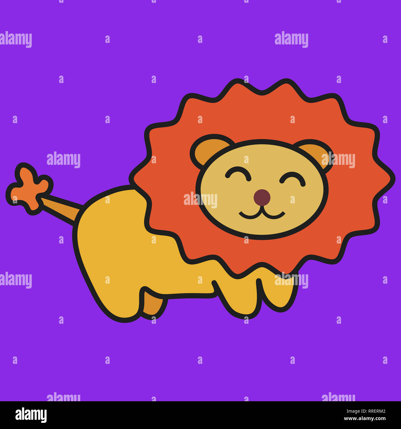 Löwen im Cartoon Stil. Auf farbigen Hintergrund, Abbildung Stockfoto