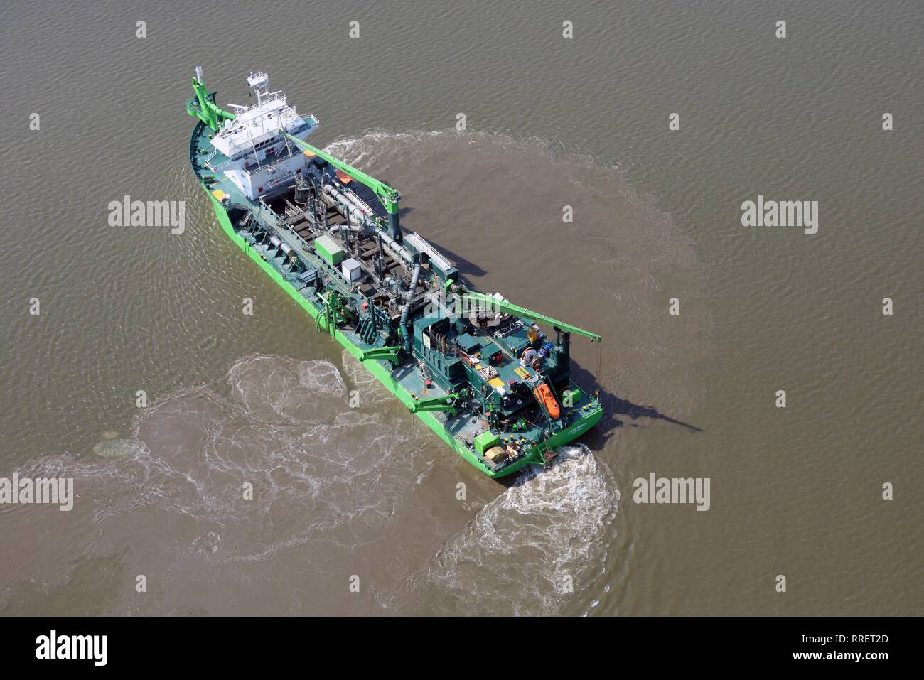 Saugbagger Schelde auf der Elbe, Belgischen halten Absaugung Schiff, Hamburg, Schleswig-Holstein, Deutschland Stockfoto