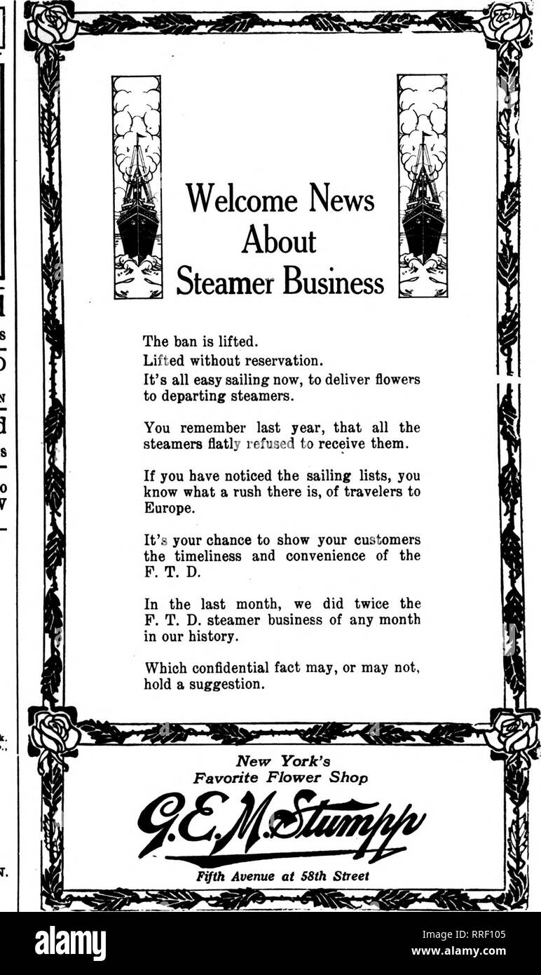 . Floristen Review [microform]. Blumenzucht. Ausländische ABSCHNITT C. ENGELMANN Mitglied American Floristen "Telegraph Lieferung Association. Mitglied auf Lebenszeit S. A. F. Die amerikanischen Nelke Gesellschaft, Mitglied der New York Florists' Club. Bestellungen für Engiand, Schottland und Irland von C ENGELMANN, Florist, Saffron Walden, Essex. ENGLAND. Kabel: EMgelmann, Saffronwalden (2 Worte) Aufträge für die Französische Riviera und Monte Carlo von C ENGELMANN. Etablissement Hor-ticole "Nelke", Saint-Laurent-du-Var. in der Nähe von Nizza. Frankreich. Kabel: Nelke, Saint-Laurent-du-Var (2 Worte onl Stockfoto