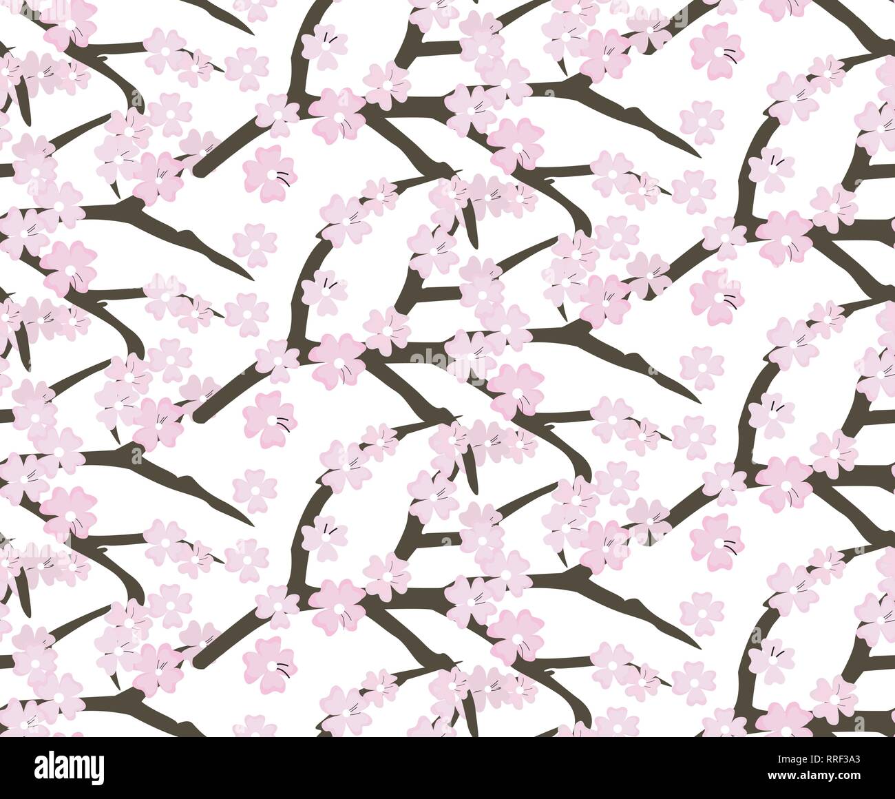 Cherry Blossom Flowers Background. Sakura rosa Blüten. Stock Vektor