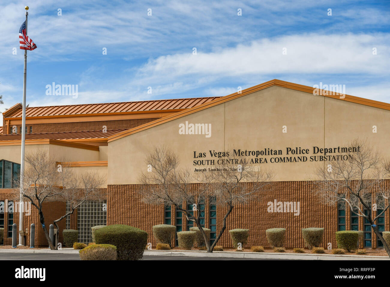 LAS VEGAS, Nevada, USA - Februar 2019: Außenansicht der South Central Bereich Befehl Umspannwerk des Las Vegas Police Department. Stockfoto