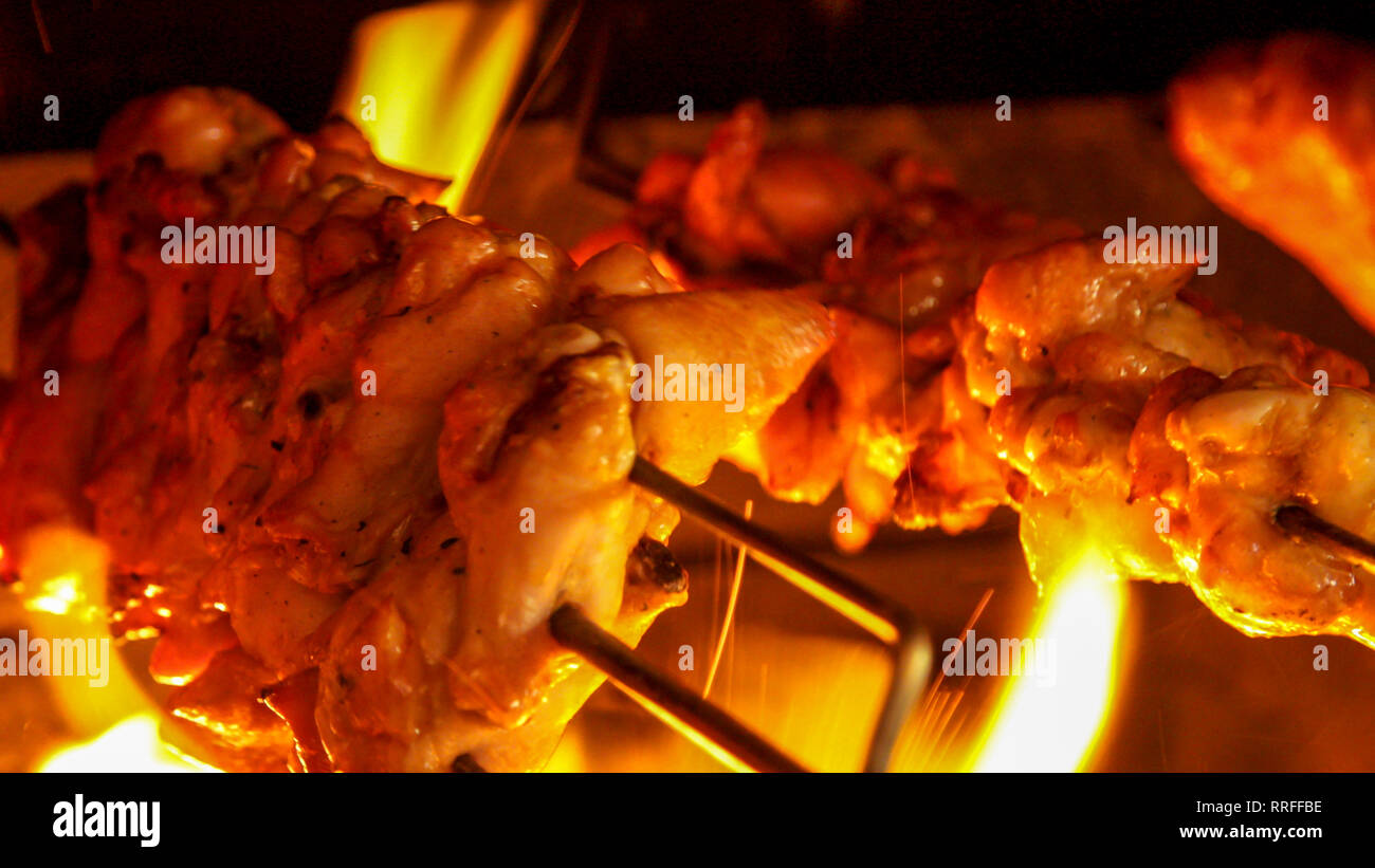 Hähnchen auf dem Grill in Brasilien Essen Stockfoto