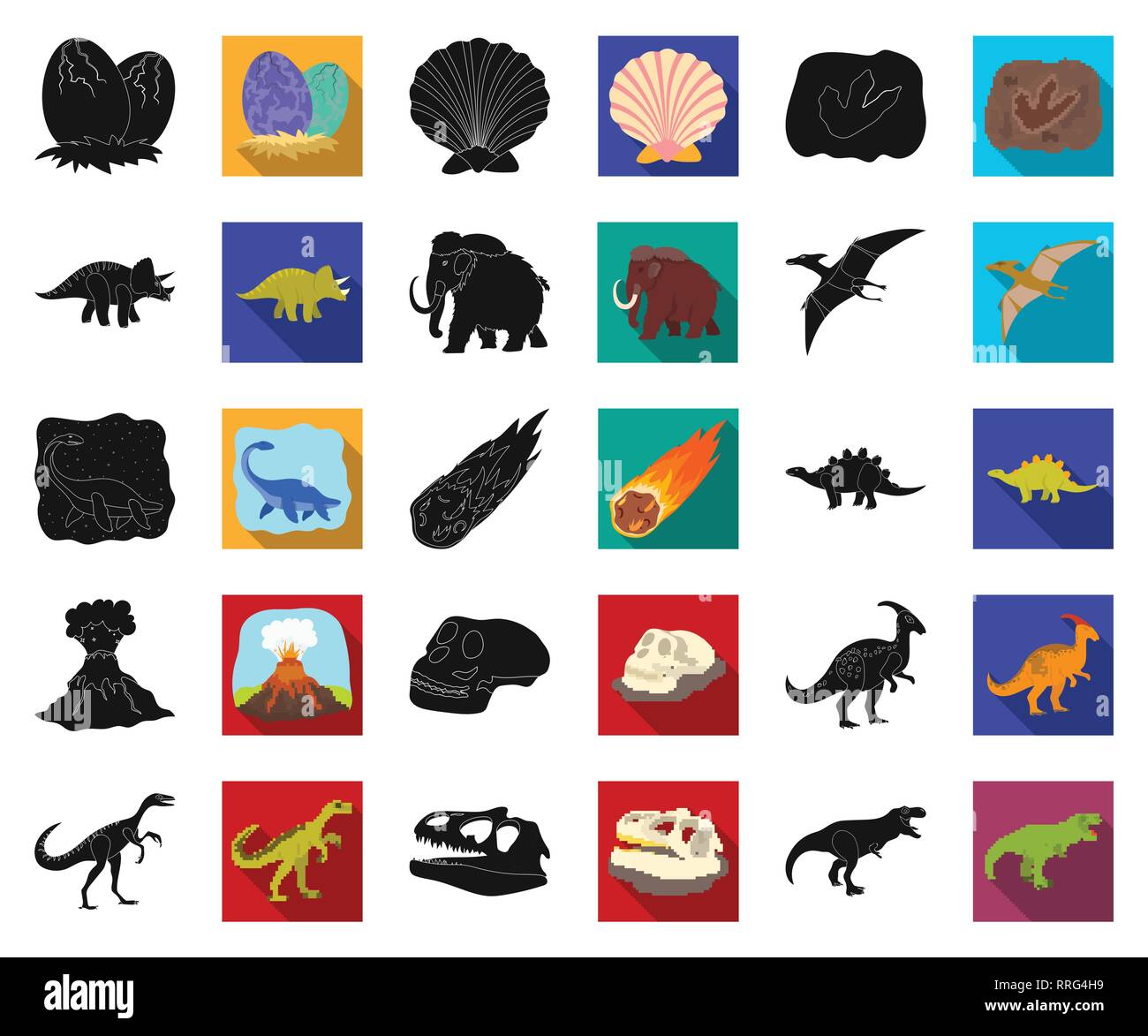 Alter, Tier, antike, Kunst, schwarz, flach, Sammlung, Design, Dinosaurier, Dinos, Ei, Eruption, ausgestorben, Flamme, Footprint, Fossilien, gallimimus, Pflanzenfresser, menschliche, Icon, Illustration, isoliert, jurassic, Logo, Säugetier, Mammut, Meteorit, parasaurolophus, Periode, Pflanze, prähistorische, pterodactyloidea bleibt, Felsen, Meer, Muschel, Satz, Zeichen, Stegosaurus, Stein, Symbol, Triceratops, tyrannosaurus, Vector, Vulkan, web Vektor Vektoren, Stock Vektor