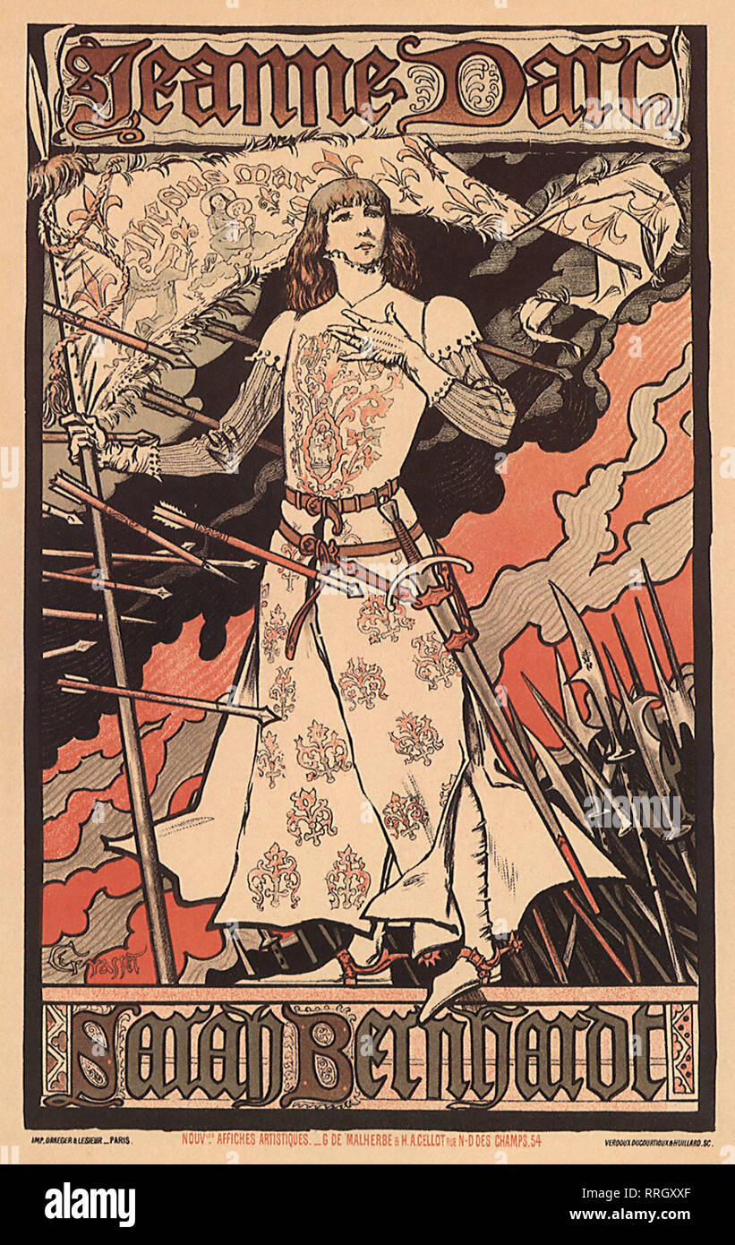 Jeanne d'Arc Poster mit Sarah Bernhardt. Stockfoto