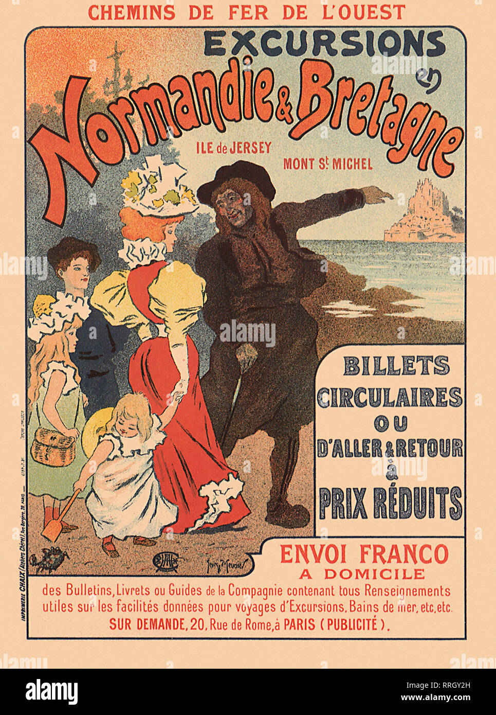 Travel Poster in der Normandie und der Bretagne. Stockfoto