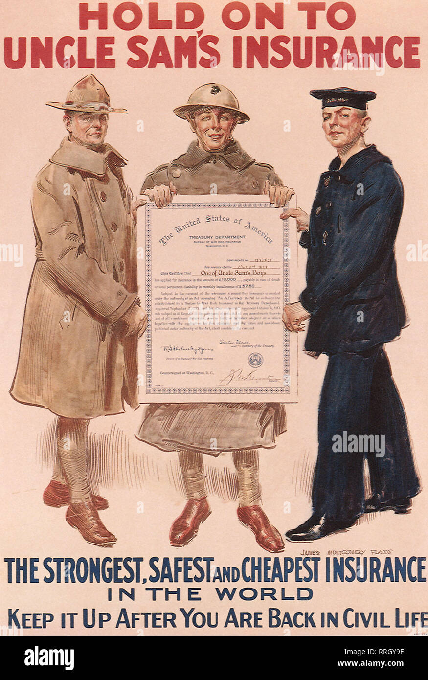Auf Uncle Sam's Versicherung halten. Stockfoto