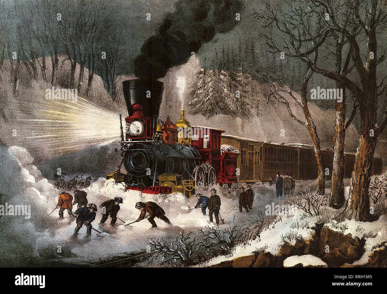 American Railroad Szene, Schnee gebunden. Stockfoto