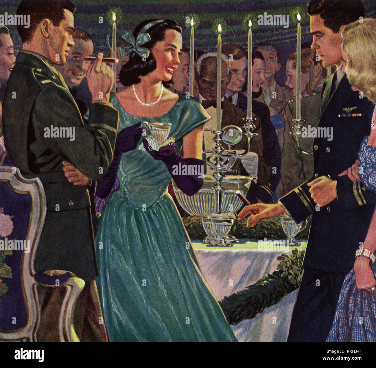 Armee und Marine Paare an einer militärischen Ball. Stockfoto