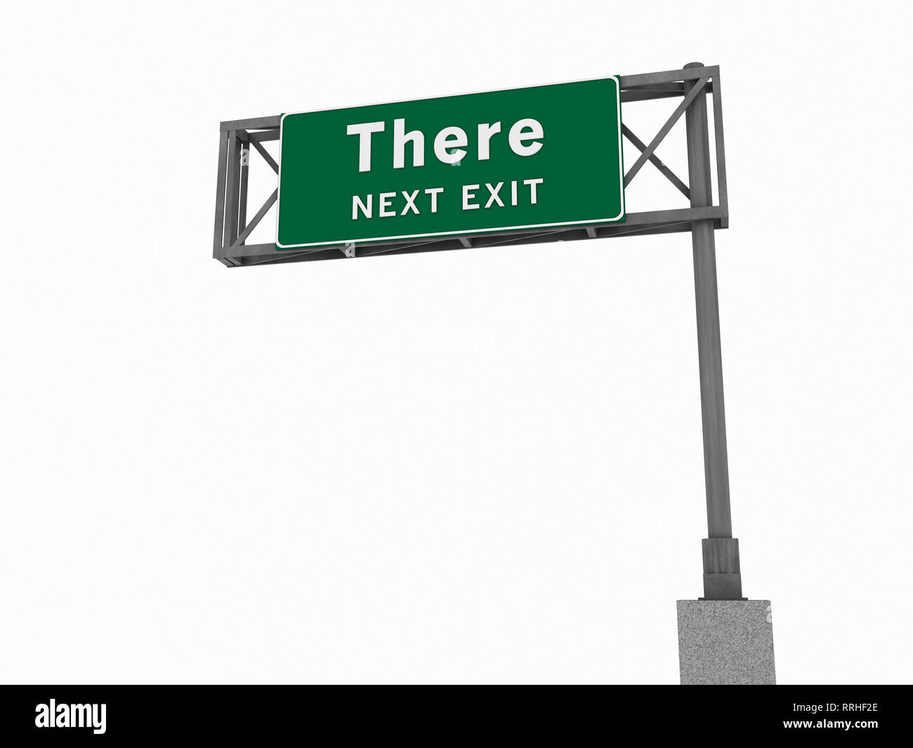 Super High Resolution 3D-Render von autobahnzeichen, nächste Ausfahrt... Dort! Stockfoto