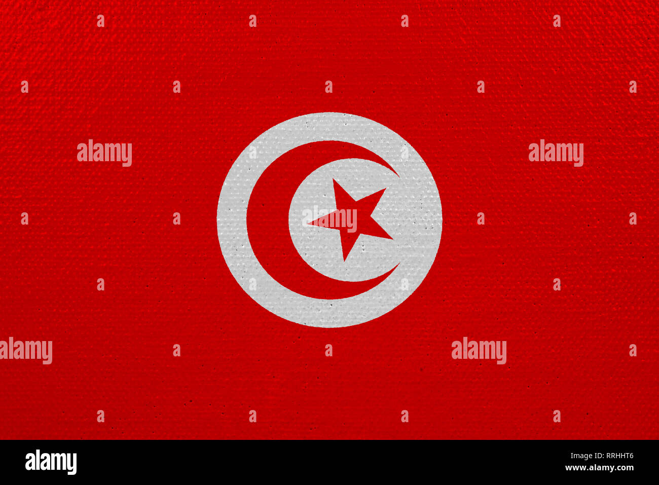 Tunesien Flagge auf Leinwand Stockfoto