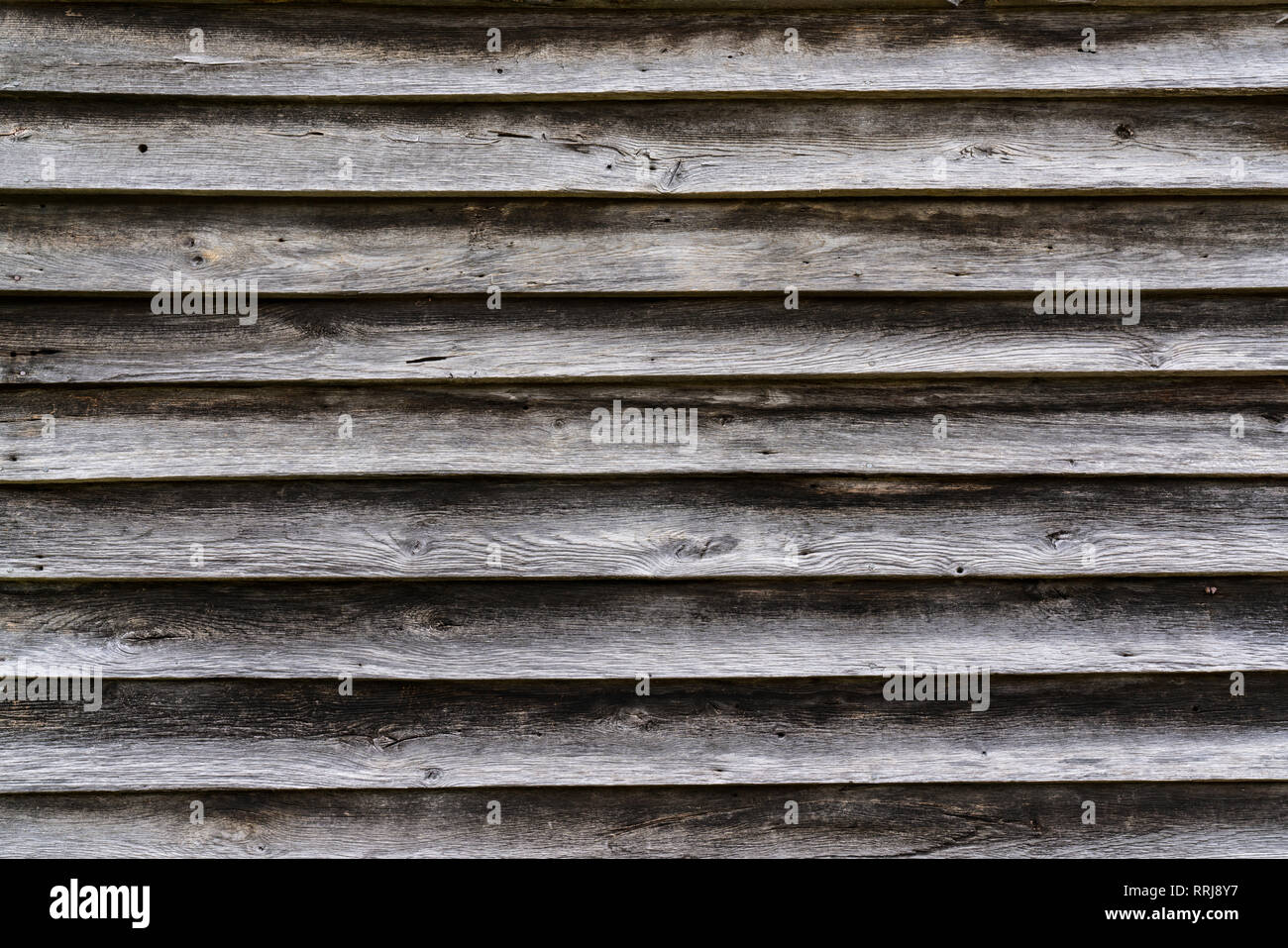 Alte verwitterte horizontale Holz außen Abstellgleis Stockfoto