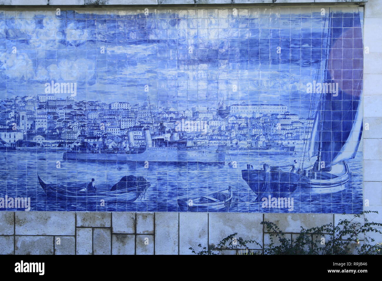 Azulejos, Miradouro de Santa Luzia, Alfama, Lissabon, Portugal Stockfoto