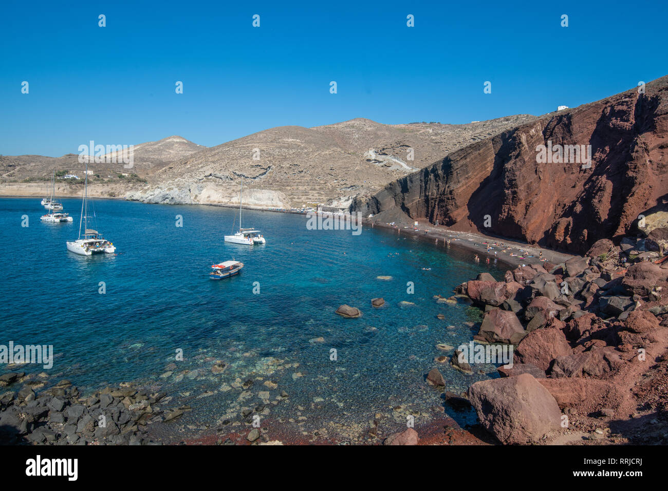 Red Beach, Santorini, Kykladen, Inseln der Ägäis, griechische Inseln, Griechenland, Europa Stockfoto