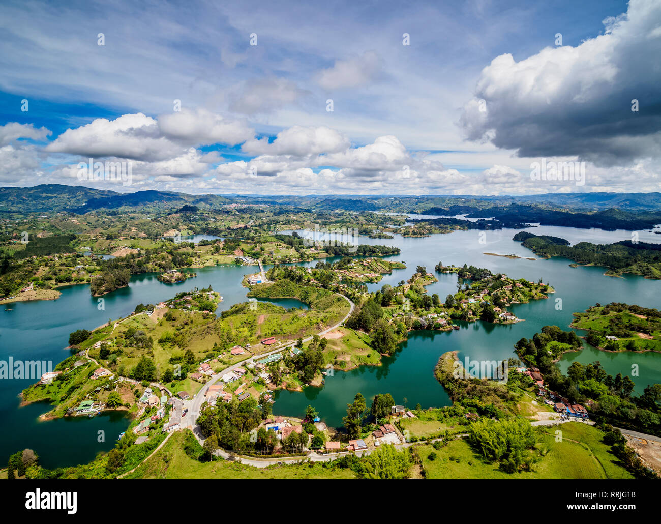 Quebrada del Penol, Erhöhte Ansicht von El Penon de Guatape (Rock von guatape), Departement Antioquia, Kolumbien, Südamerika Stockfoto