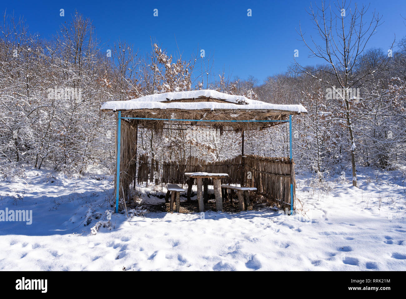 Pavillon für Entspannung im Wintergarten Stockfoto