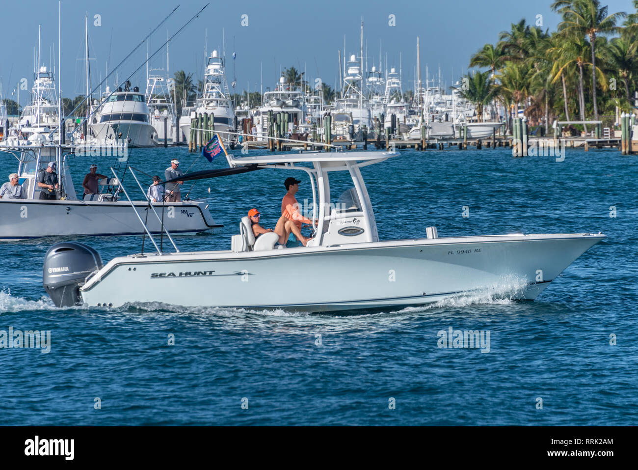 Bootfahren im Palm Beach Einlass (auch als der See wert Einlass bekannt) von Peanut Island in Palm Beach, Florida. (USA) Stockfoto