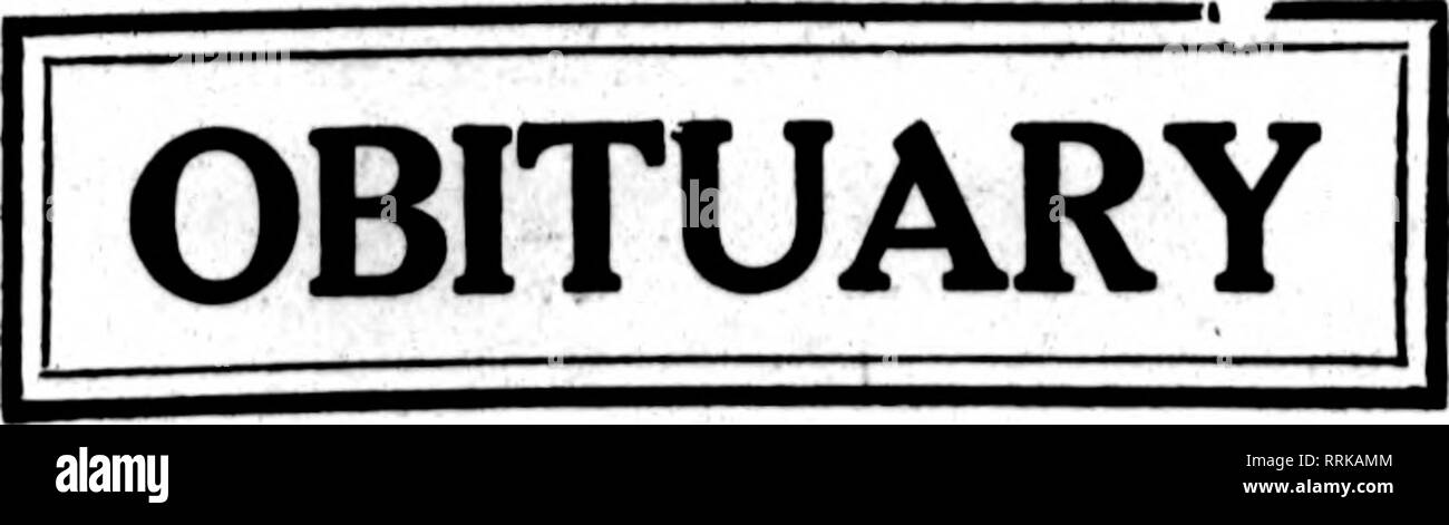 . Floristen Review [microform]. Blumenzucht. Januar 30, 1919. Die Floristen^ Review 23. Mack Bichmond. Die Weitergabe von Mack Bichmond, Januar 23, ist durch viele Freunde im Handel in und um Baltimore, Md., wo er mit der Leitung verbunden war Leid - ing Floristen für viele Jahre. Der Tod war wegen Lungenentzündung. Herr Eichmond erhielt seine erste Ex-perience in seinem gewählten Beruf mit William Fowler, in Clifton, Md., den Er für 17 Jahre Meister für Halliday Bros. war, und zu der Zeit seines Todes war Manager für William S. Coch-ran, Woodbrook. Er war ein Mitglied der Baltimore Floristen C Stockfoto