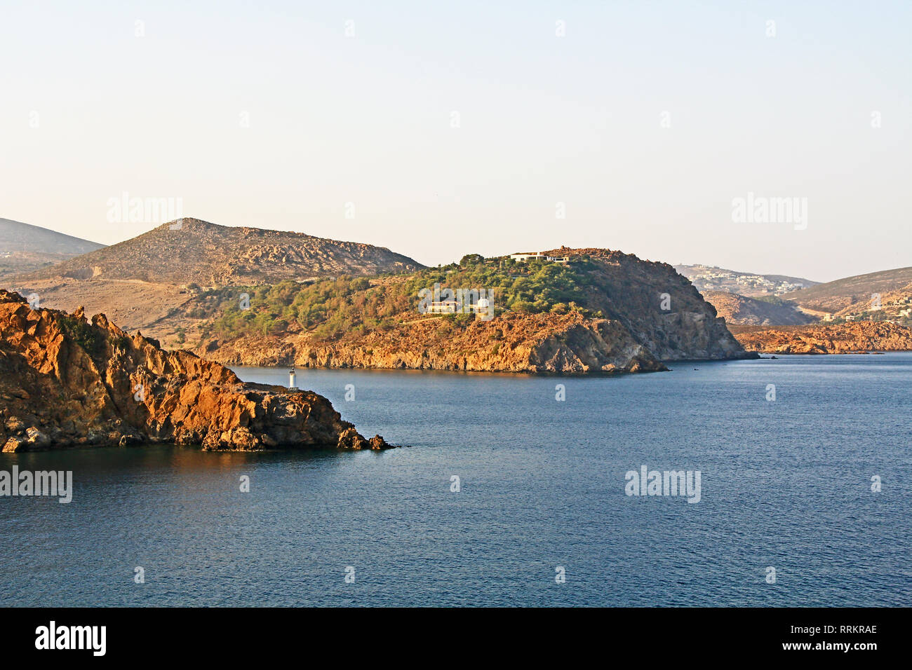 Die Insel Patmos, Griechenland mit Platz kopieren Stockfoto