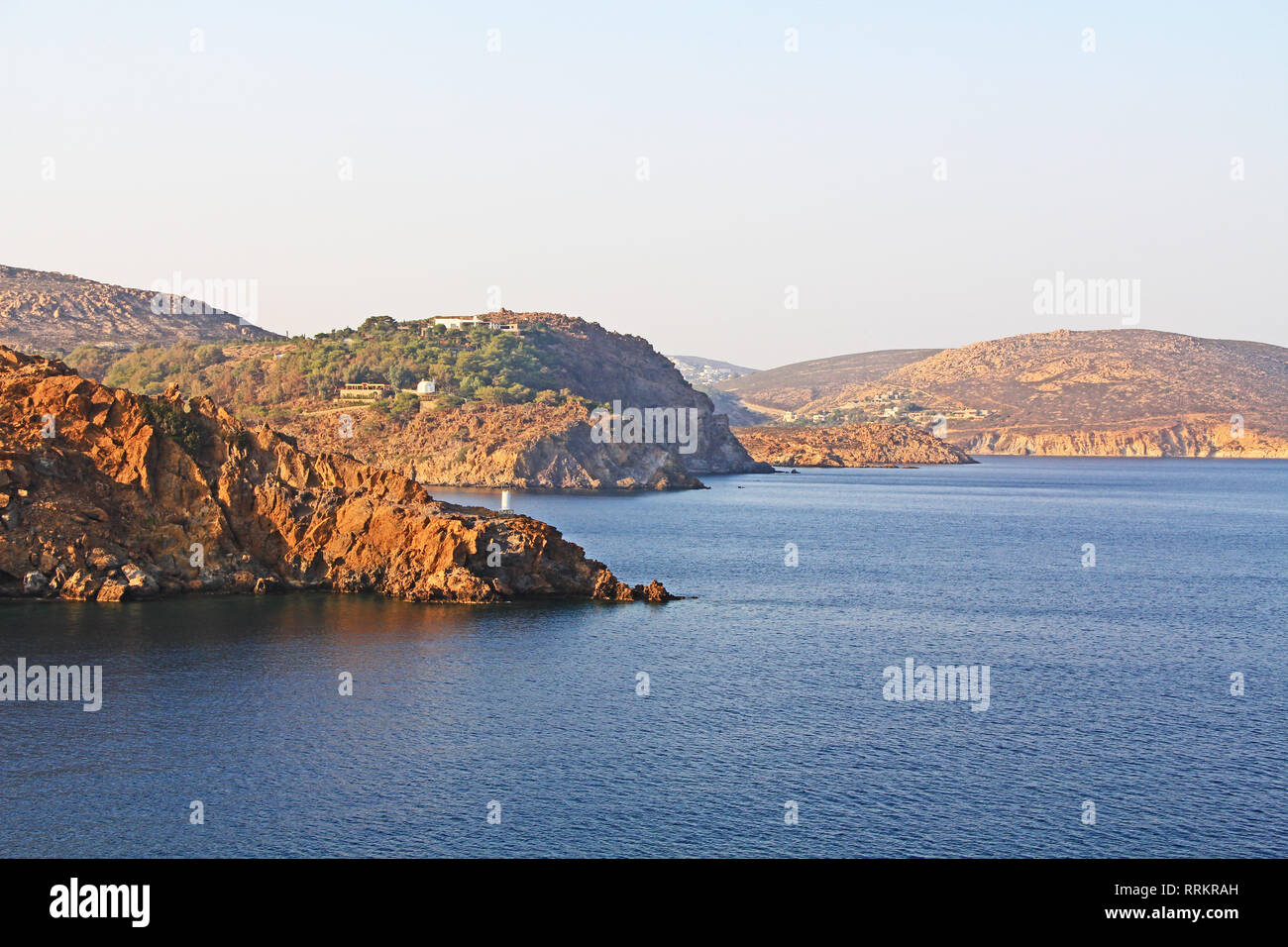 Die Insel Patmos, Griechenland mit Platz kopieren Stockfoto