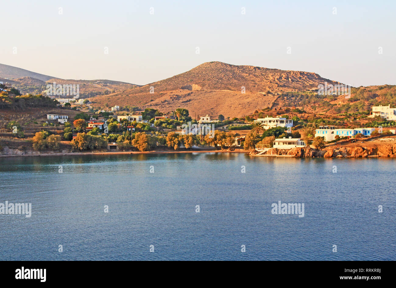 Die Insel Patmos, Griechenland mit Platz kopieren Stockfoto