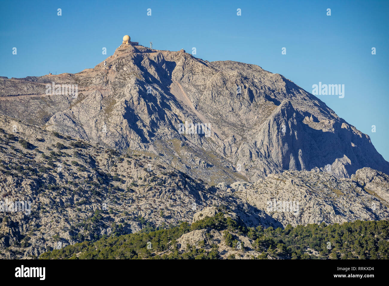 Serra de Tramuntana Gebirge mit Puig Major, höchster Gipfel von Mallorca, Balearen, Spanien Stockfoto