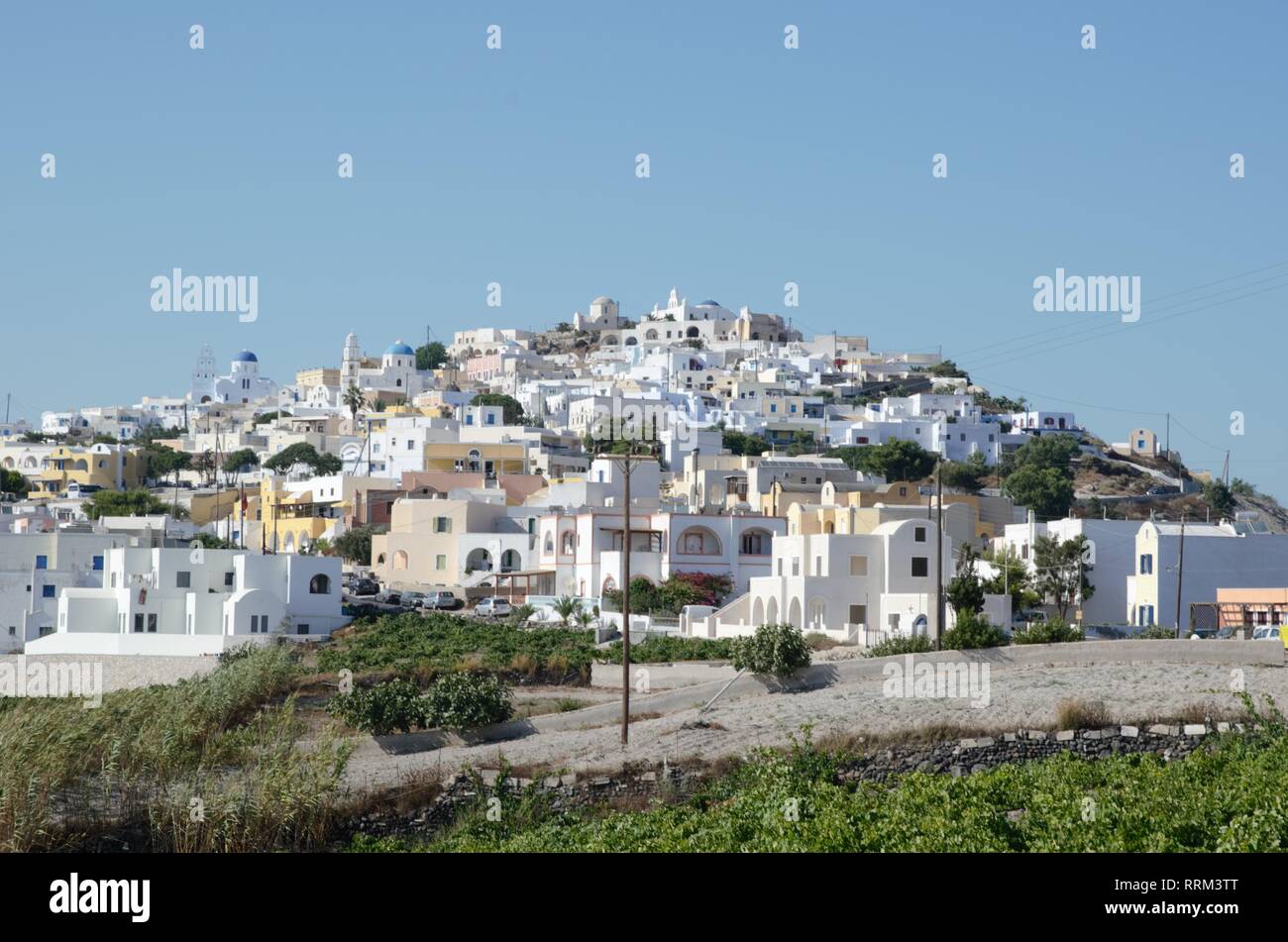 Griechische Dorf Landschaft von Santorini Stockfoto