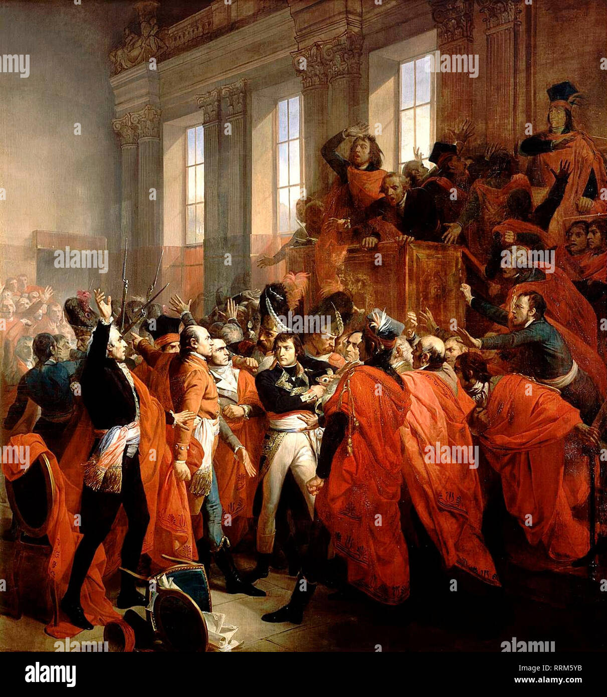 Napoleon Bonaparte in der Staatsstreich vom 18 Brumaire in Boulogne-billancourt. François Bouchot, ca. 1840 Stockfoto