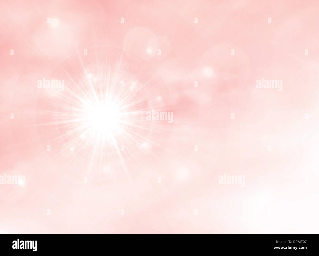 Abstrakte Sommer sunburst auf Rosa lebende Koralle Farbe Hintergrund. Die Dekoration im sonnigen Tag der Natur Szene Artwork. Sie können für Poster, Präsentation verwenden, Stock Vektor
