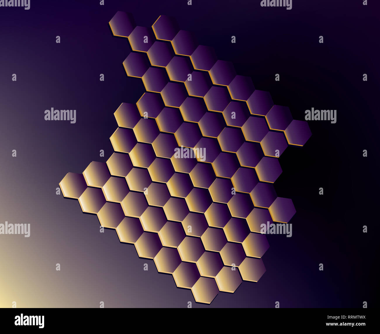 Hexagon Formen mit hellen Farben und Töne Stockfoto