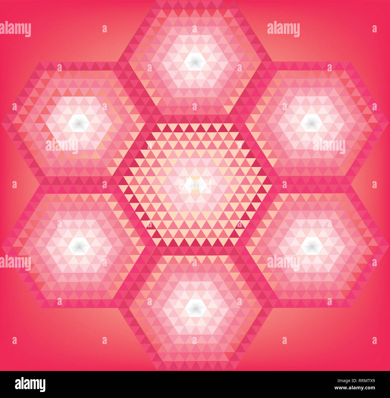 Hexagon Formen mit hellen Farben und Töne Stockfoto