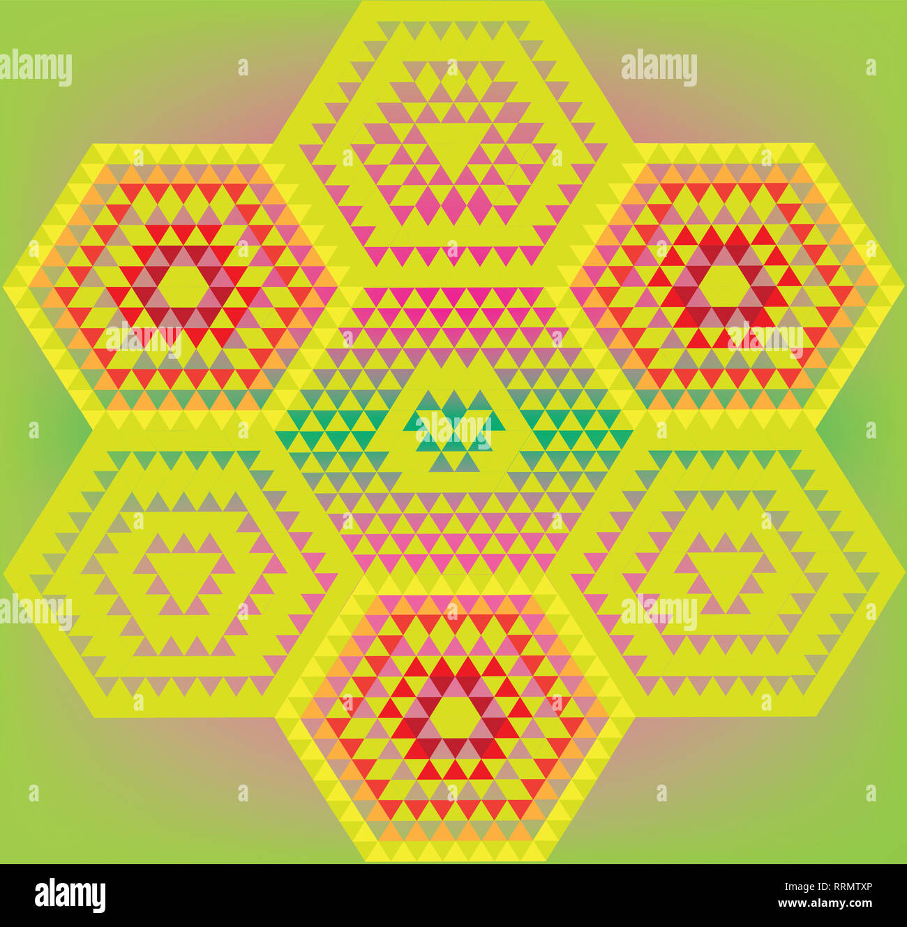 Hexagon Formen mit hellen Farben und Töne Stockfoto