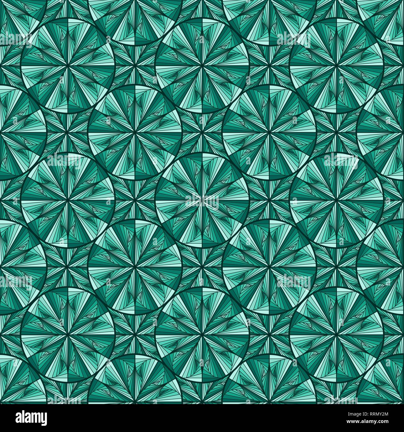 Nahtlose abstrakte geometrische Muster mit Pseudo-3D-Optik in Türkis Farbtönen, Vektor handgefertigte Stock Vektor