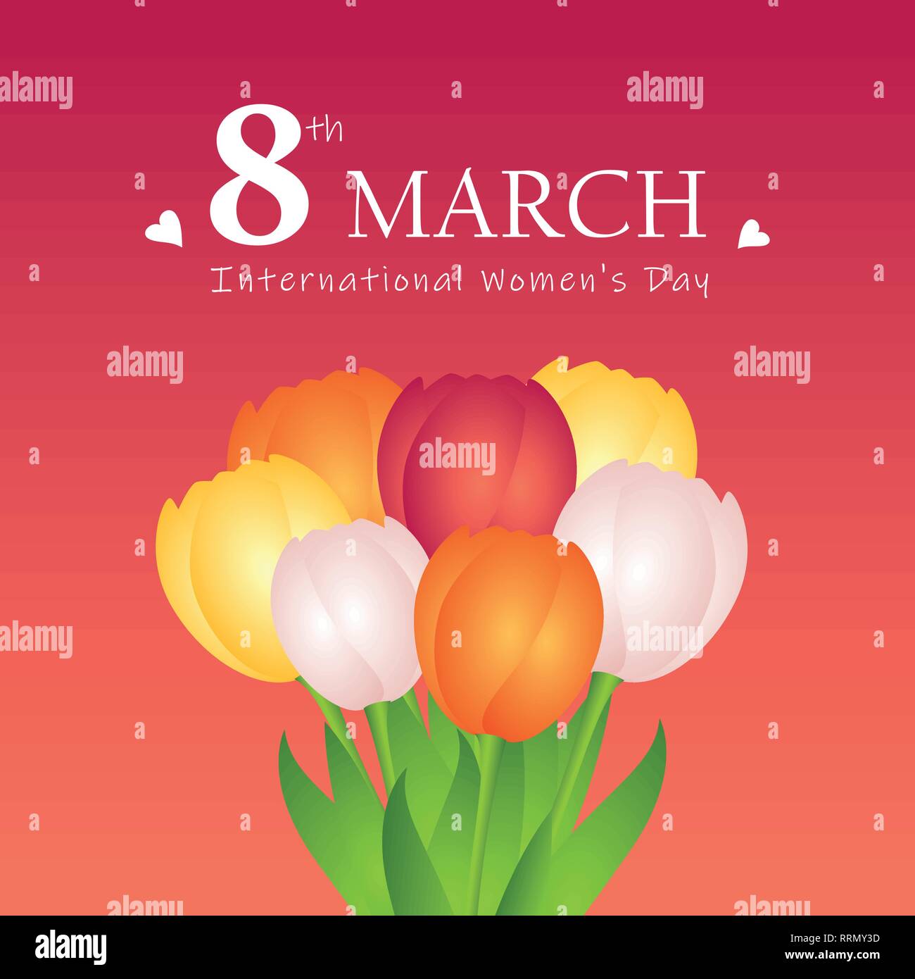 Blumenstrauß aus Tulpen für internationale Womans Tag 8. März Vector EPS Abbildung 10 Stock Vektor