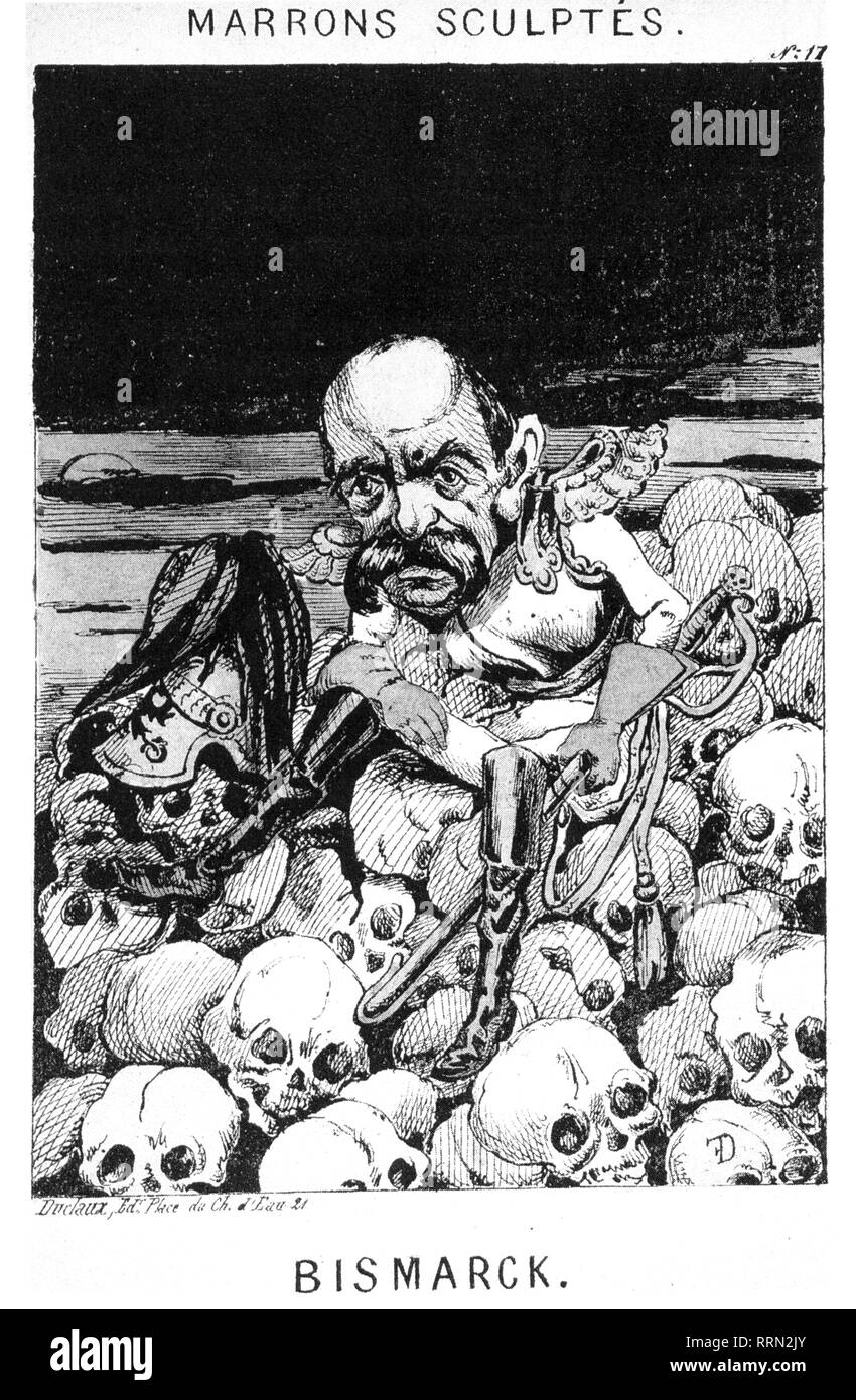 Bismarck, Otto von, 1.4.1815 - 30.7.1898, Deutscher Politiker, Karikatur, Serie 'Marrons sculptés' von Charles de Frondat, Prospekt 1871, Additional-Rights - Clearance-Info - Not-Available Stockfoto