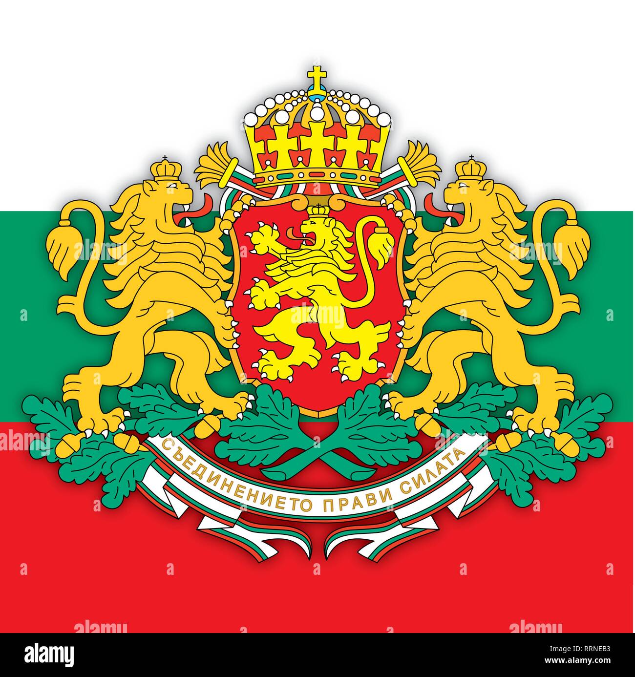 Bulgarien Wappen auf die bulgarische Flagge, Vektor, Abbildung Stock Vektor