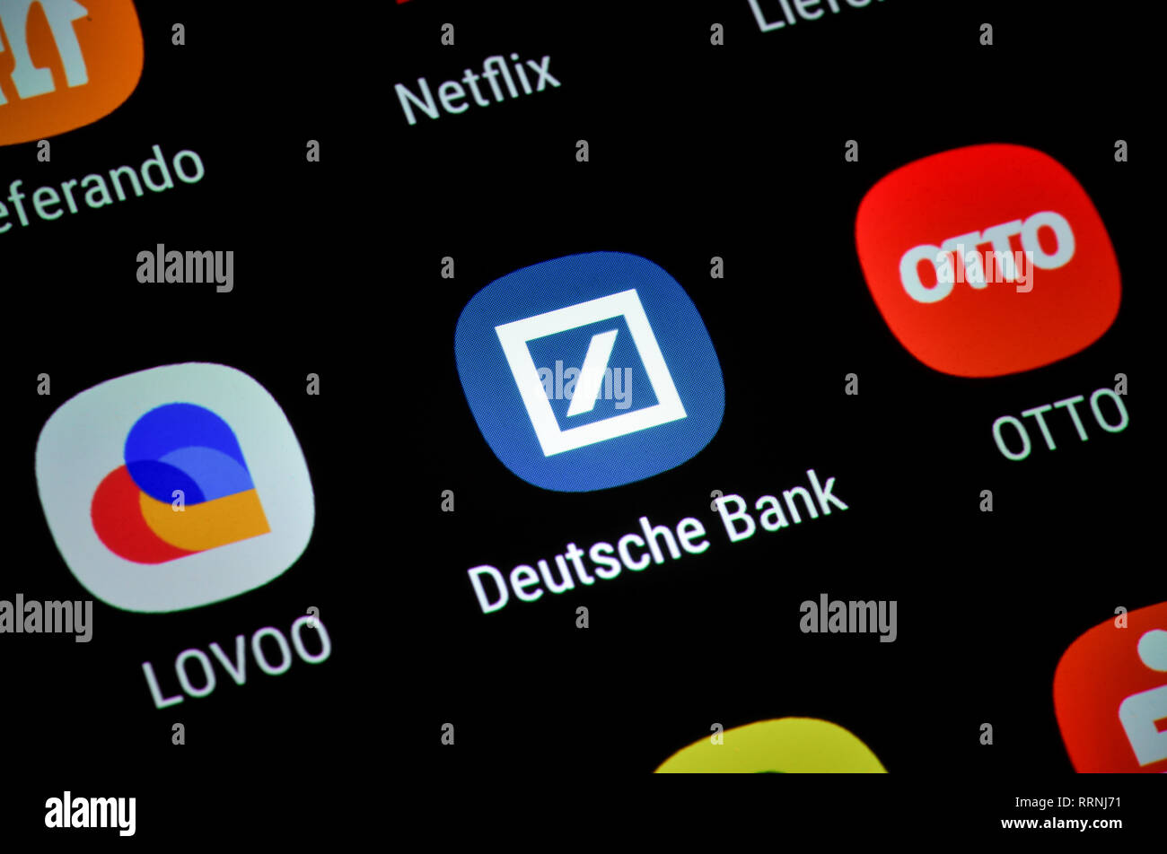 Smartphone, Display, extern, der Deutschen Bank, Display, App, Deutsche Bank Stockfoto