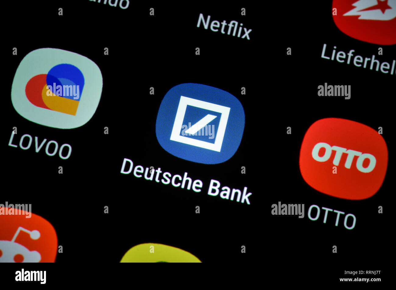 Smartphone, Display, extern, der Deutschen Bank, Display, App, Deutsche Bank Stockfoto