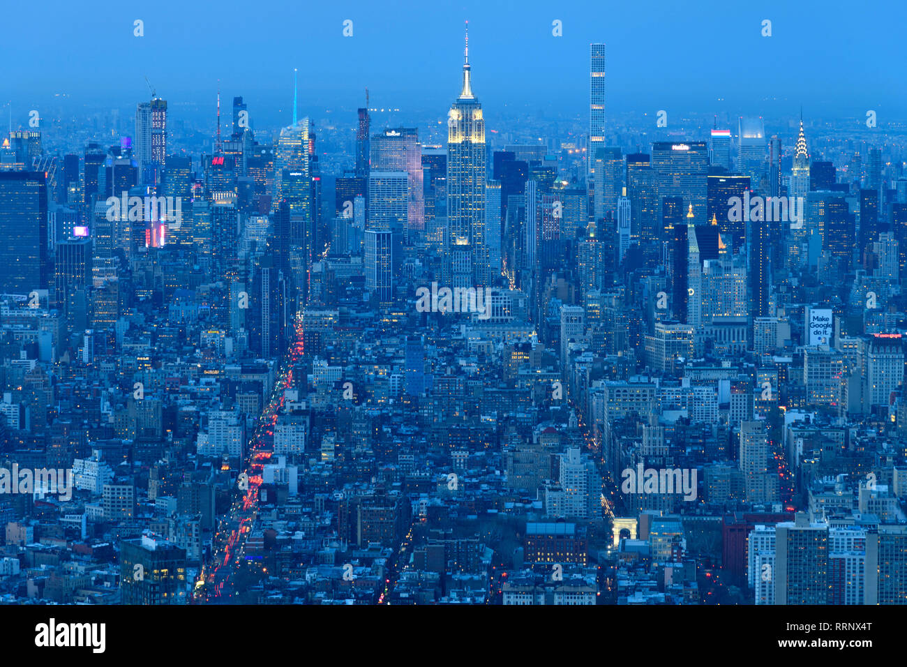 USA, Nordamerika, USA, New York, Manhattan, Midtown, Ansicht von One World Trade Center, Empire State Building Stockfoto