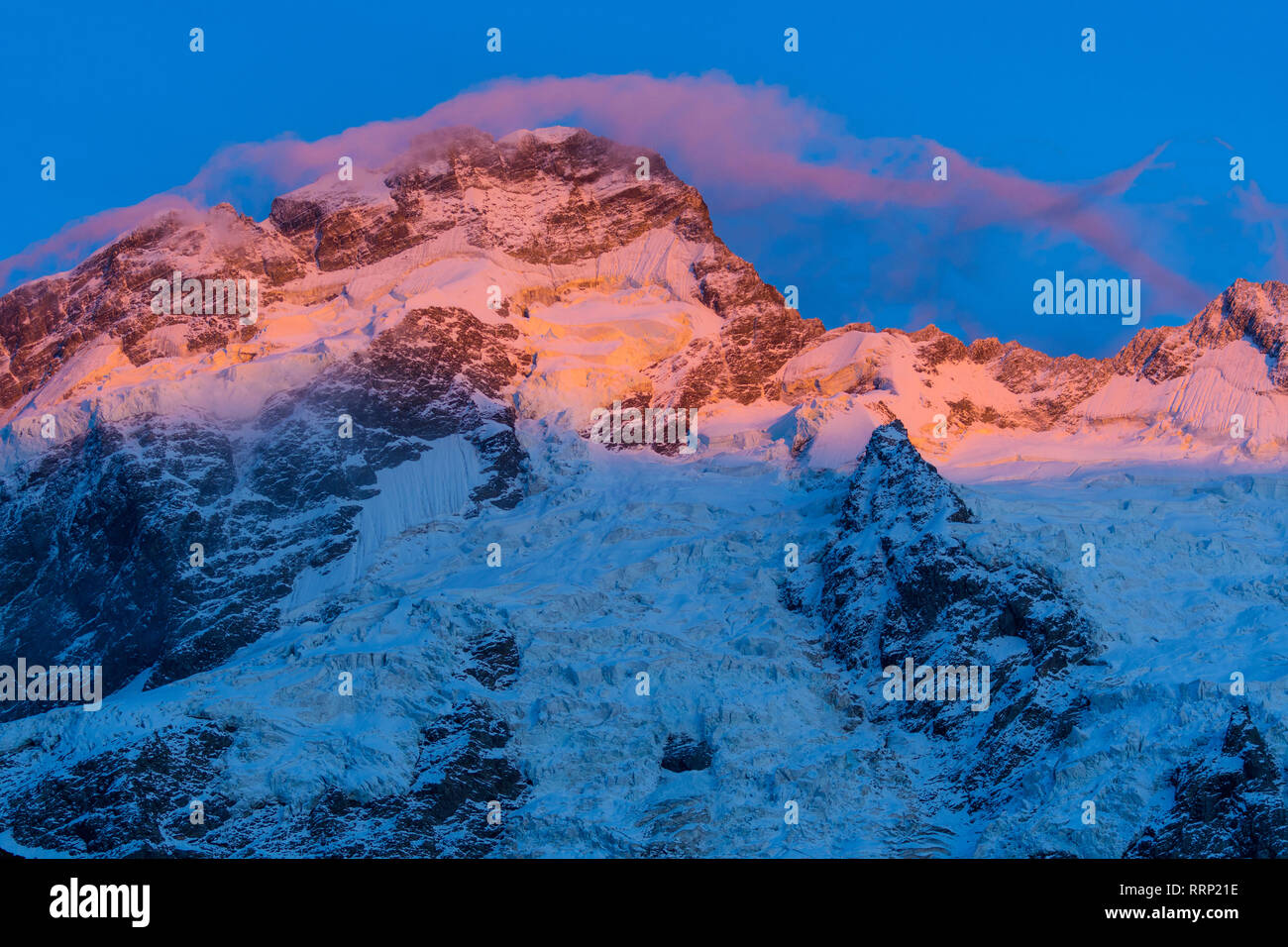 Ozeanien, Neuseeland, Aotearoa, South Island, Mount Sefton in den südlichen Alpen Stockfoto