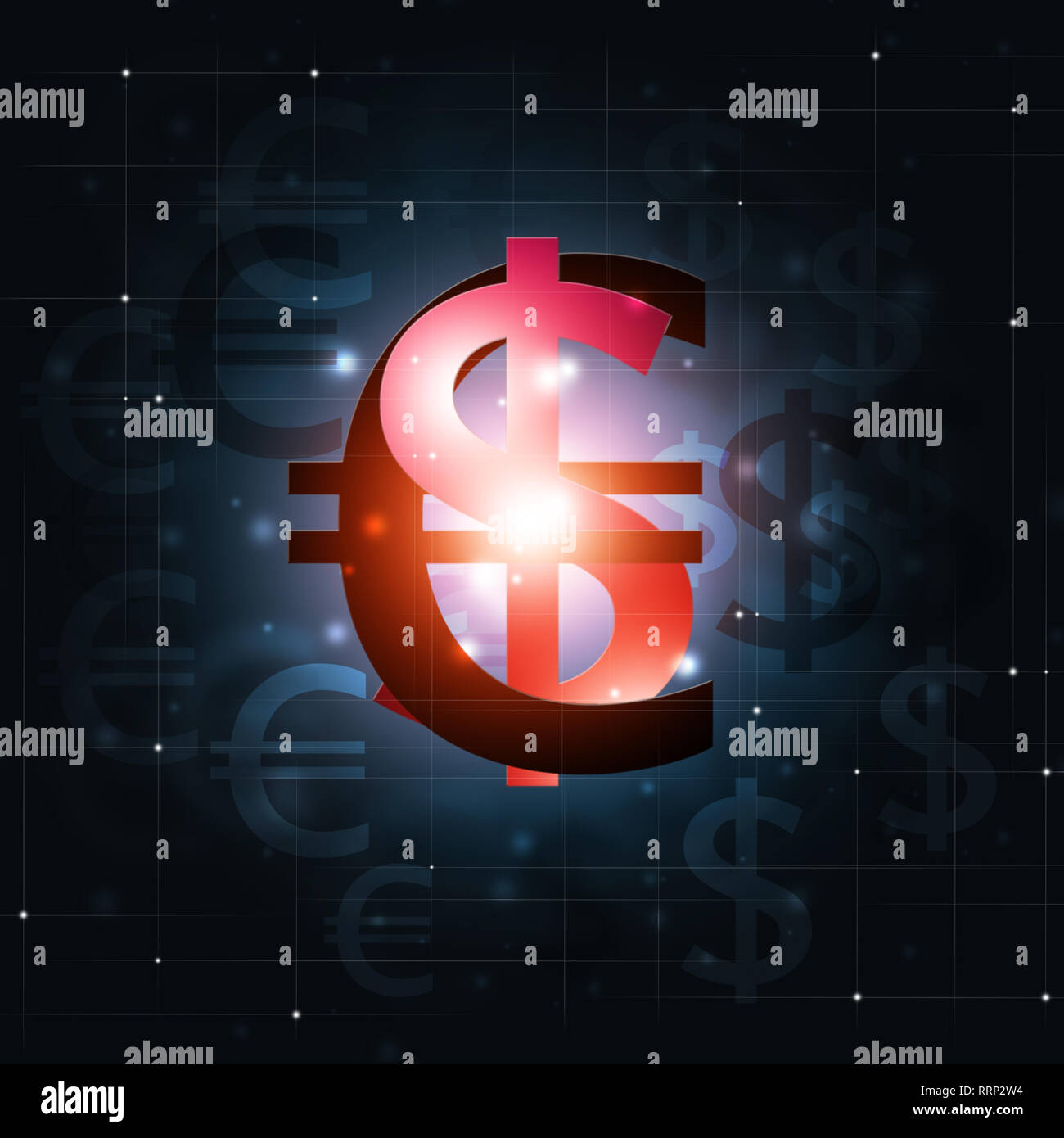 Abstrakte Euro und Dollar zwei e-Währungen der Welt Konzept finacial Business Hintergrund Stockfoto