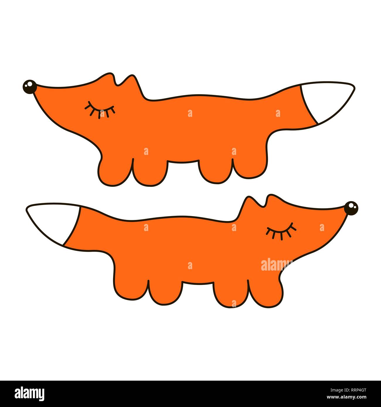 Lustige fox Anmelden cartoon Symbol in Kurve Linien Stock Vektor