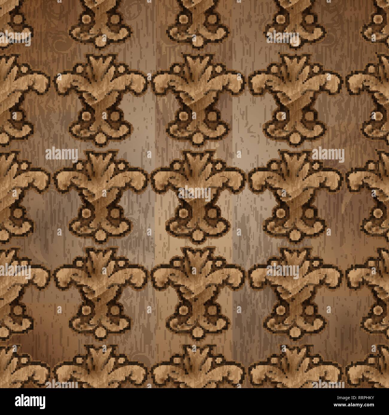 Blütendruck. Holzschnitzerei abstrakten Blätter nahtlose Muster 10 eps Stock Vektor