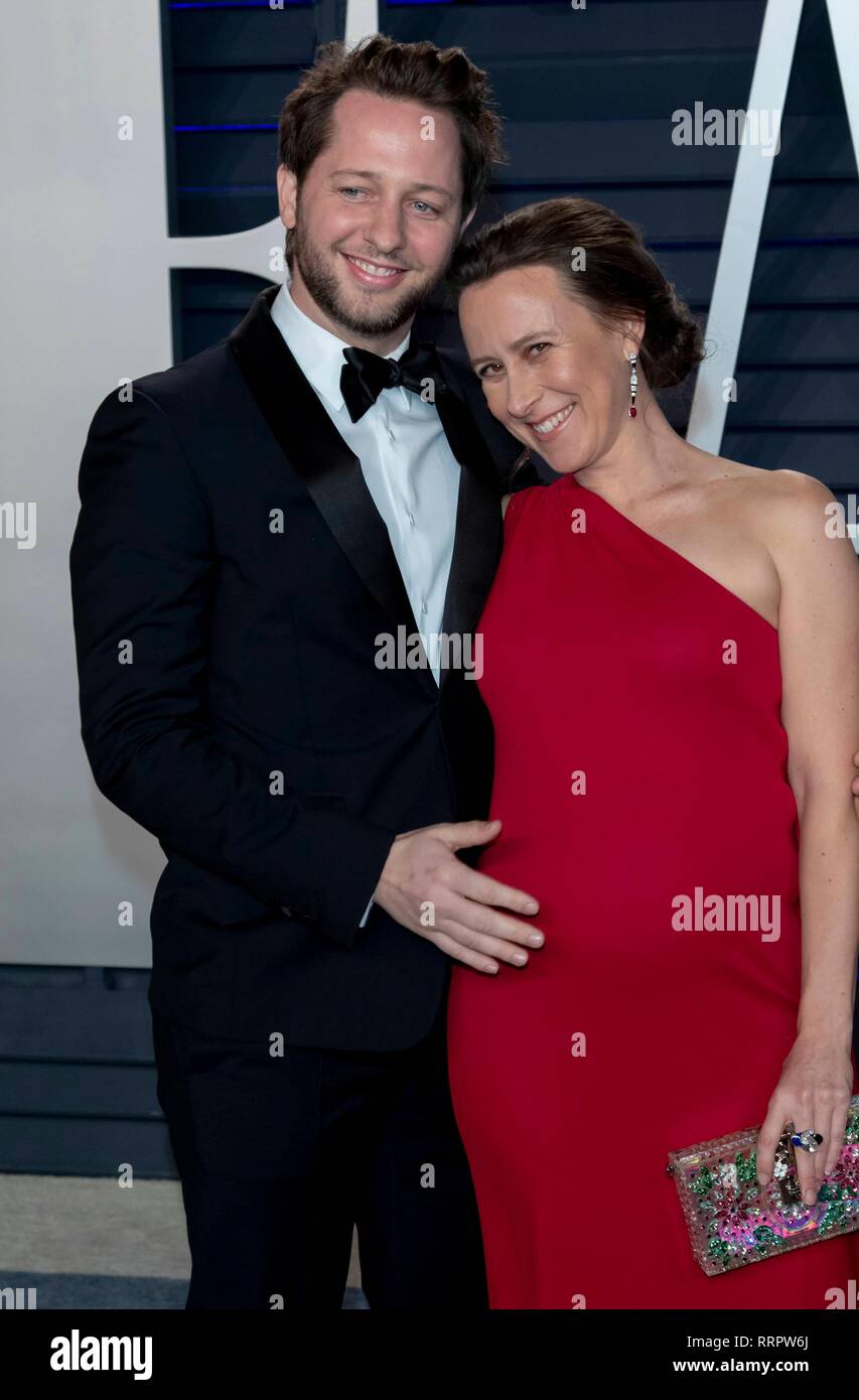 Derek Blasberg und Anne Wojcicki nehmen an der Vanity Fair Oscar Party im Wallis Annenberg Center für Darstellende Künste in Beverly Hills, Los Angeles, USA, am 24. Februar 2019. | Verwendung weltweit Stockfoto