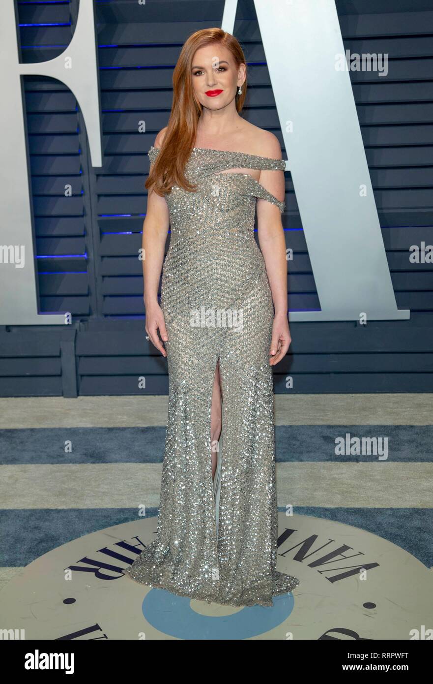 Isla Fisher besucht die Vanity Fair Oscar Party im Wallis Annenberg Center für Darstellende Künste in Beverly Hills, Los Angeles, USA, am 24. Februar 2019. Stockfoto