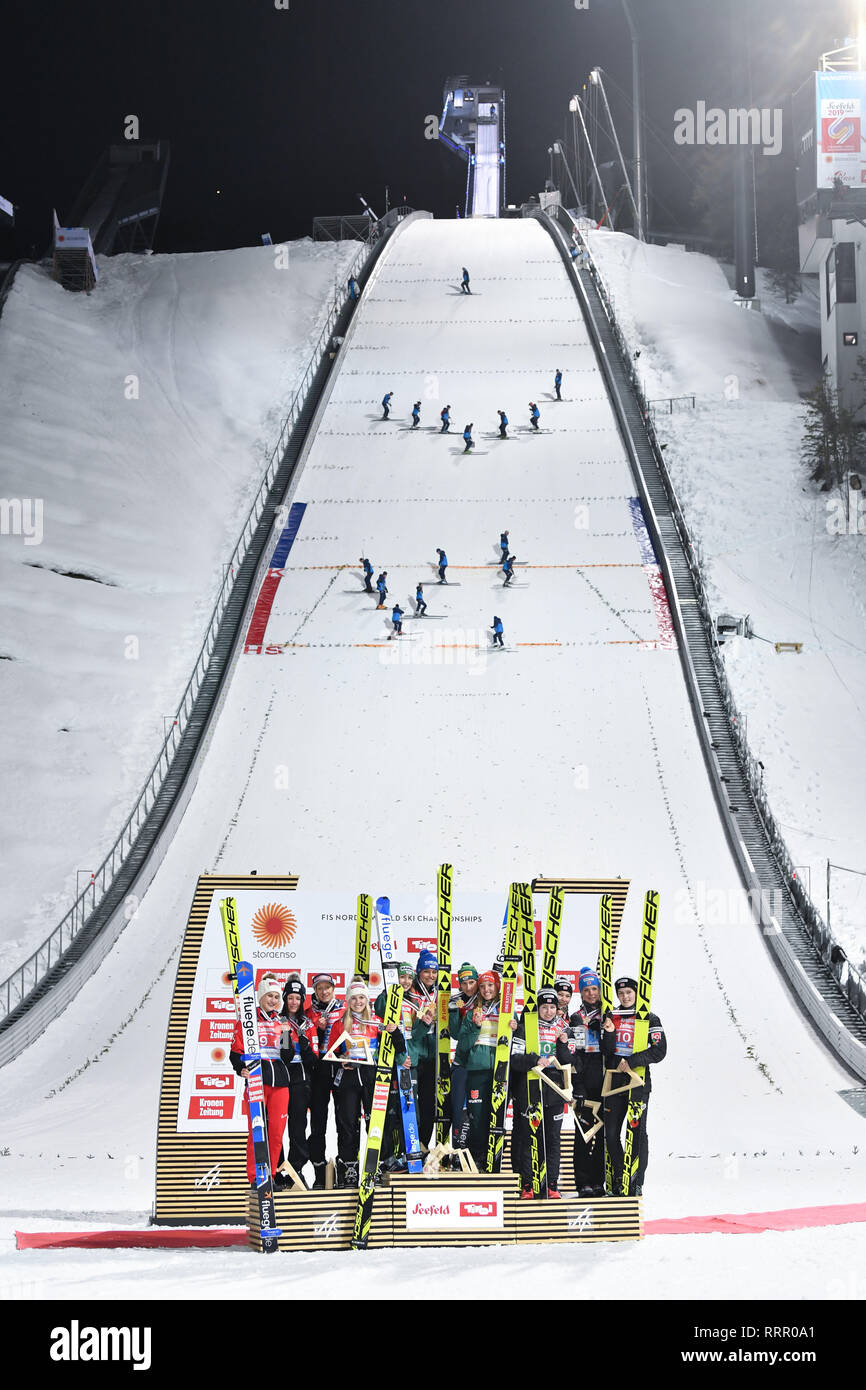 Seefeld, Österreich. 26 Feb, 2019. Skispringen - Team springen, Damen ...