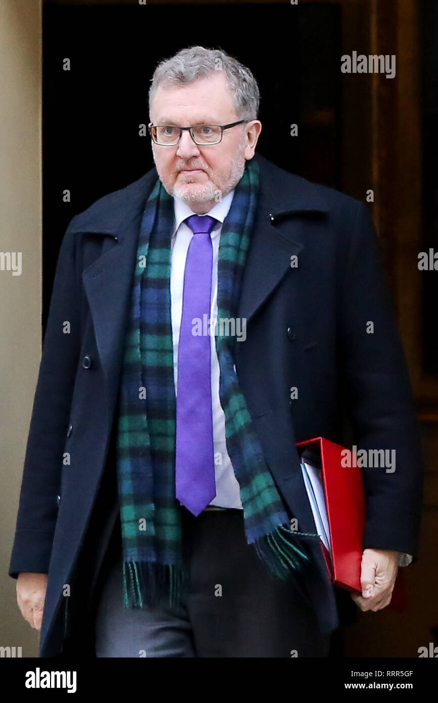 David Mundell - Minister für Schottland ist Abflug von Downing Street Nr.10 nach der Teilnahme an der wöchentlichen Kabinettssitzung. Stockfoto