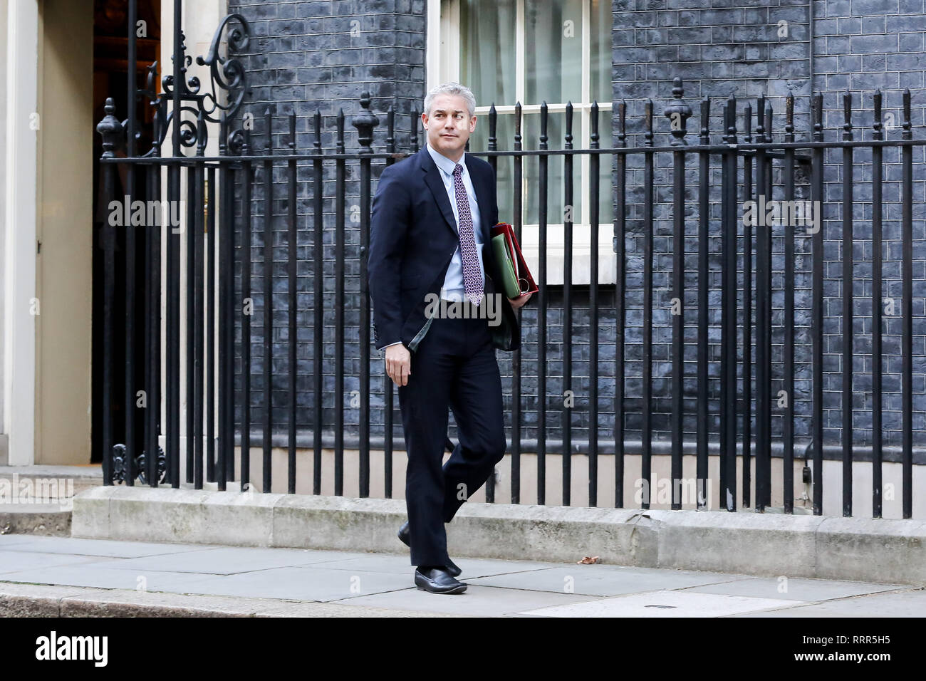 Stephen Barclay - Brexit Sekretär ist Abflug von Downing Street Nr.10 nach der Teilnahme an der wöchentlichen Kabinettssitzung. Stockfoto