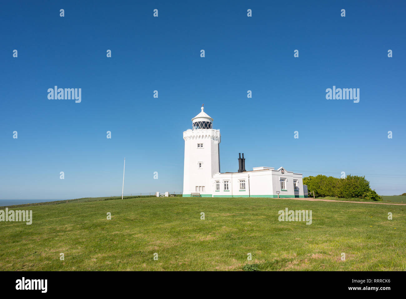 Leuchtturm South Foreland auf den Klippen von Dover, East Kent, Großbritannien Stockfoto