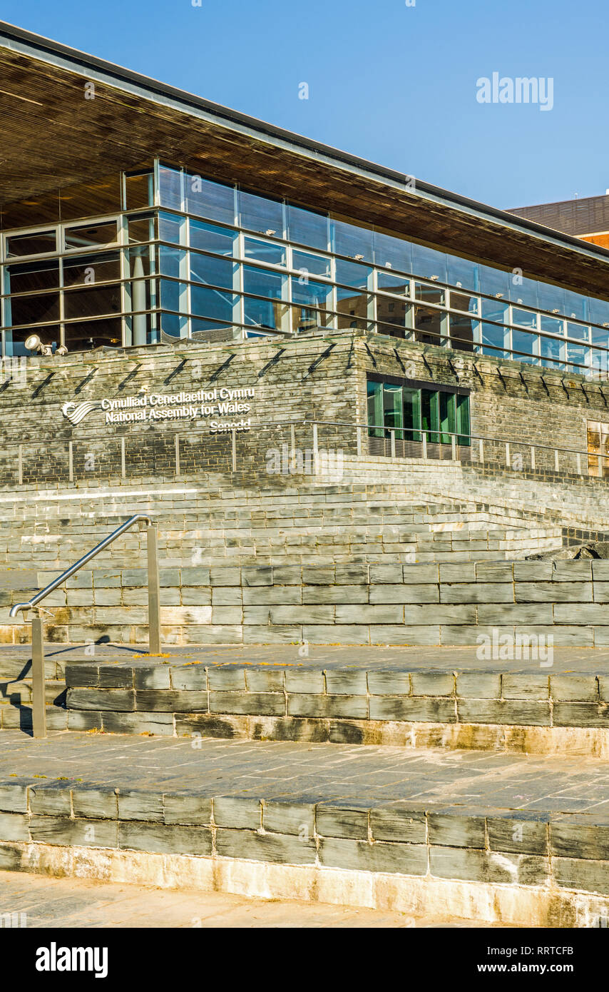 Die Waliser Senedd Gebäude in Cardiff Bay Stockfoto