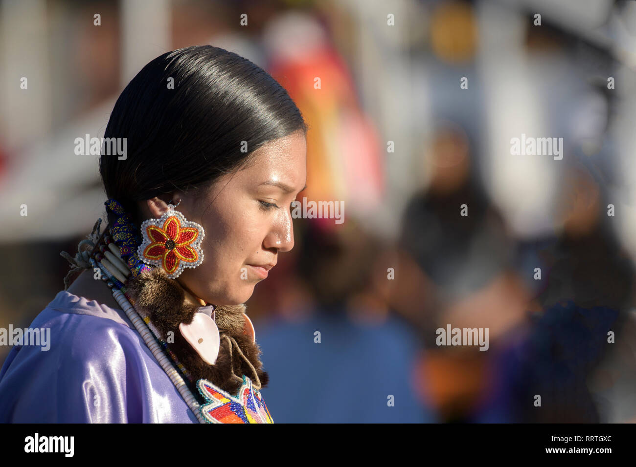 Nordamerika, Amerika, American, USA, Pacific Northwest, Washington, Warm Springs, Indian Reservation, Vertrag Tage Pow Wow, Tänzerin Stockfoto